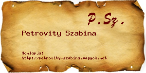 Petrovity Szabina névjegykártya