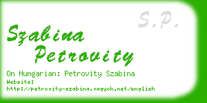 szabina petrovity business card